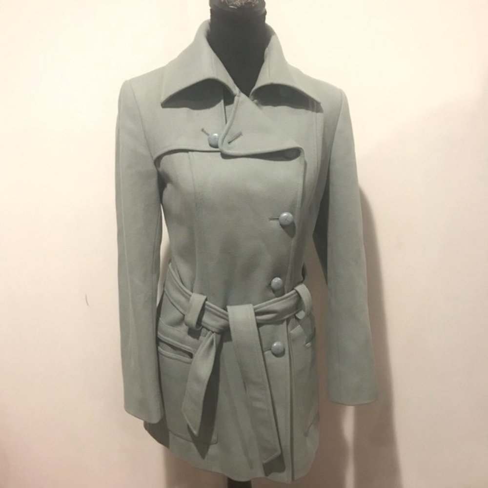 Vintage Virgin Wool Green Coat Size 4 (Made in Italy)